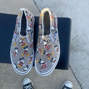 Vans Gray Mickey Mouse Slip-On Sneakers